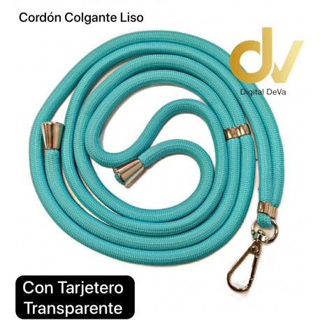 Colgante Liso Con Tarjetero Transparente Turques