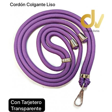 Colgante Liso Con Tarjetero Transparente Morado