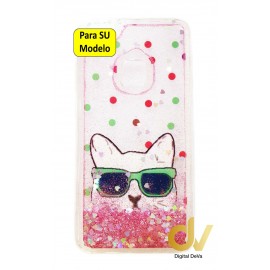 P10 Lite Huawei Funda Agua Purpurina Gato