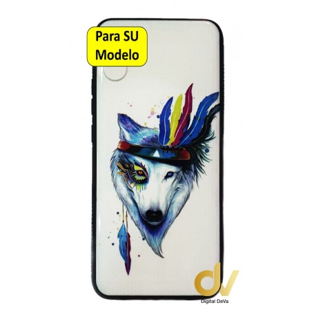 A73 / F17 Oppo Funda Dibujo 5D Lobo Plumas