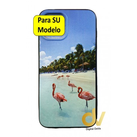 iPhone 12 Pro Max Funda Dibujo 5D Flamencos en Playa