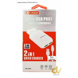 Cargador 2USB 2.4A Lighting DK-6346 Dekkin