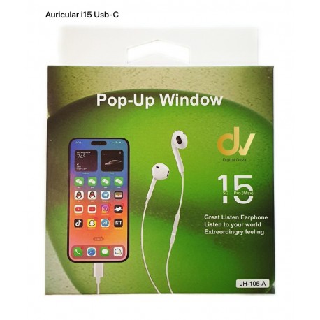 Auricular i15 Usb-C JH-105-A Verde