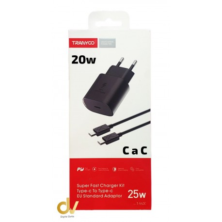 Cargador Pack PD 20W Tipo C a C T- SA2C Negro