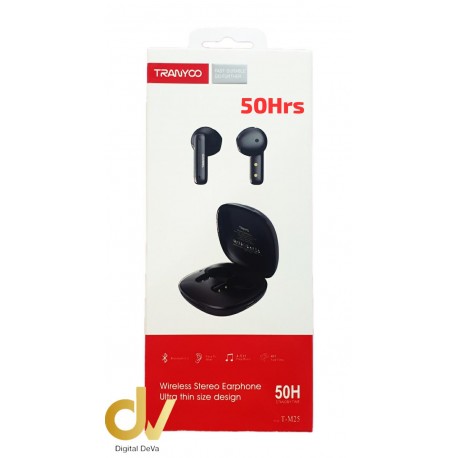 Airbuds Bluetooth Extra 50hrs Tranyoo TM25 Negro