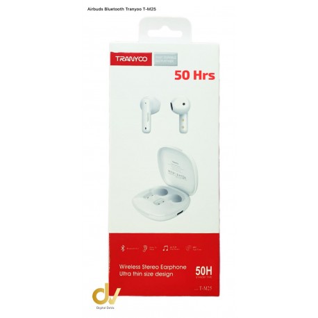 Airbuds Bluetooth Extra 50hrs Tranyoo TM25 Blanco