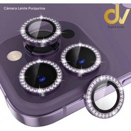 iPhone 15 Pro Max Cristal Lente Purpurina Lila