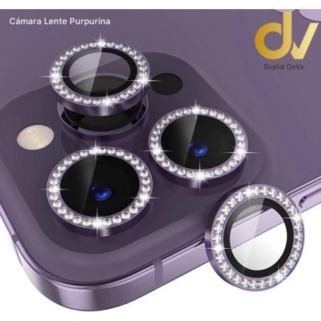Iphone 14 Pro Cristal Lente Purpurina Lila