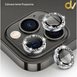 Iphone 14 6.1 Pro Cristal Lente Purpurina Negro