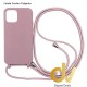 iPhone 12 6.1 Funda Colgante Con Cordón Rosa Palo