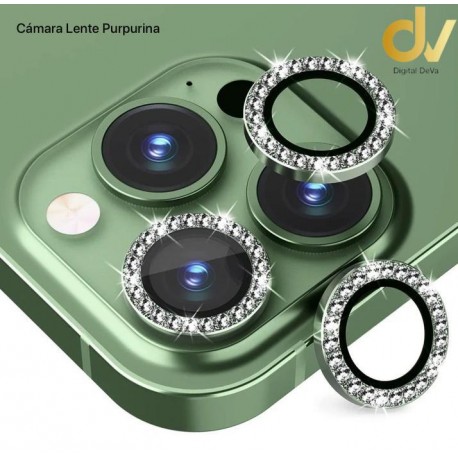 iPhone 15 Pro Cristal Lente Purpurina Verde