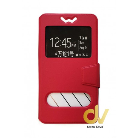 Universal 4.5 Funda Libro 2 Ventanas Rojo