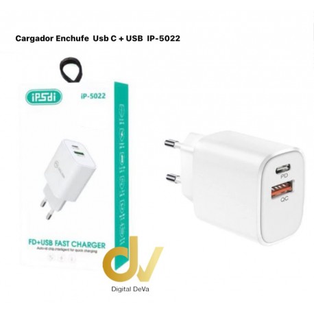 Cargador Enchufe Usb C + USB IP-5022