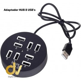 Adaptador HUB 8 USB's Negro