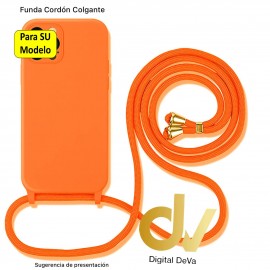 iPhone 16 Funda Cordón Colgante Naranja Neón