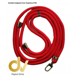 Colgante Liso Con Tarjetero Transparente Rojo