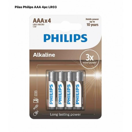 Pilas Phillips AAA 4pc LR03 INCL EcoTasa