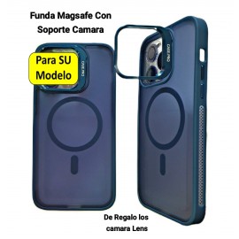 iPhone 15 Max / Plus Funda Magsafe Con Soporte Camara Azul