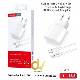 Cargador Pack PD 20W Tipo C a Lightning T-AP2L