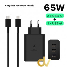 Cargador Pack C-C 65W 2Usb-C + 1Usb-A Super Fast NEGRO UN