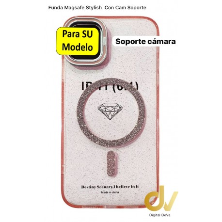iPhone 14 Pro Funda MagSafe Stylish Com Soporte Cam Rosa