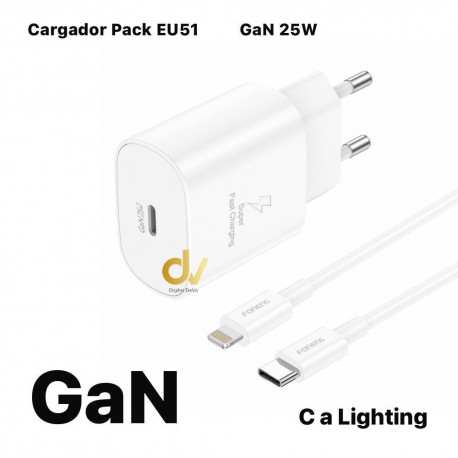 Cargador Pack C-Lighting GaN 25W EU51 BLANCO UN