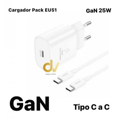 Cargador Pack C-C GaN 25W EU51 BLANCO UN