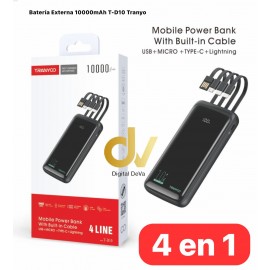 Batería Externa 4en1 10000mAh T-D10 Tranyo UN