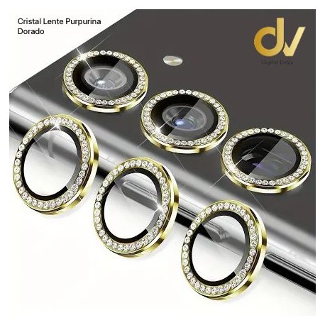 S25 ULTRA Cristal Lente Purpurina DORADO UN
