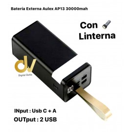 Bateria Externa AP13 Aulex 30000mah Con Linterna