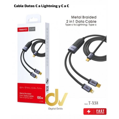 Cable Datos C a Lightning y C a C T-XS8  un