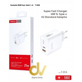 Enchufe 25W Fast  Usb C + A     T-EU6   un