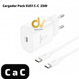 Cargador 25W Tipo C-C  EU51 Blanco