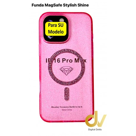 iPhone 15 Pro Max Funda MagSafe Stylish Shine Rosa