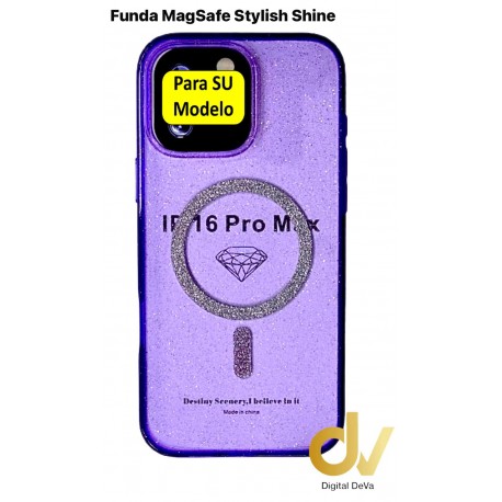 iPhone 15 Pro Max Funda MagSafe Stylish Shine Lila
