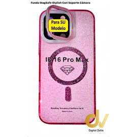 iPhone 11 Funda MagSafe Stylish Con Soporte Camara Rosa