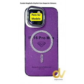 iPhone 15 Pro Funda MagSafe Stylish Com Soporte Cam Lila