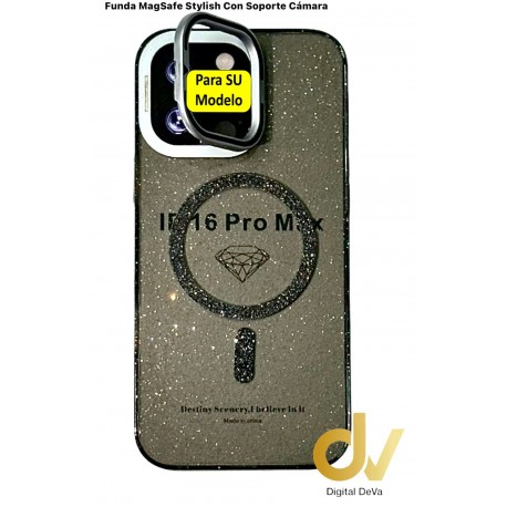 iPhone 14 PRO MAX Funda MagSafe Stylish Con Soporte Camara NEGRO