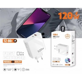 Enchufe 120W  Usb-A + Usb-C QC 5.0
