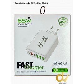 Enchufe Cargador 65W  Usb: 2C+3A