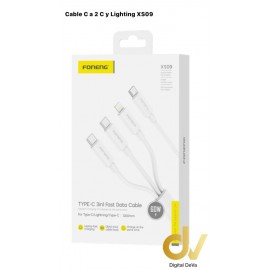 Cable 60w 2Usb-C y Lighting a Tipo-C  XS09 un