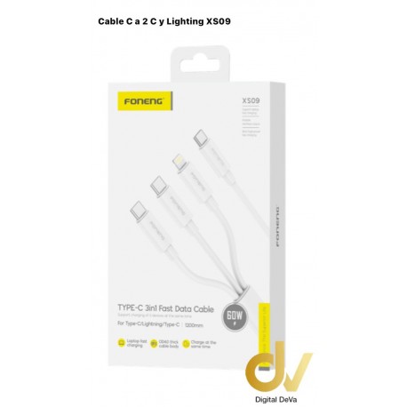 Cable 60w 2Usb-C y Lighting a Tipo-C  XS09 un