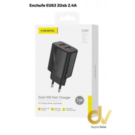 Enchufe EU63 2Usb 2.4A NEGRO