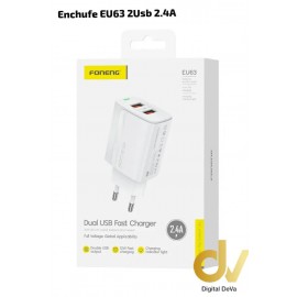 Enchufe EU63 2Usb 2.4A BLANCO