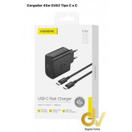 Cargador 45W Tipo C a C EU62 NEGRO