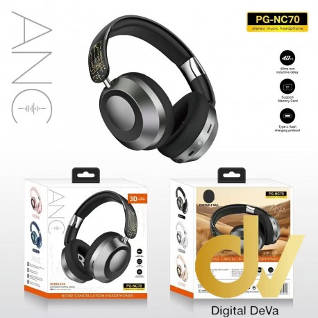Casco ANC High BASS Bluetooth  NC70 Negro