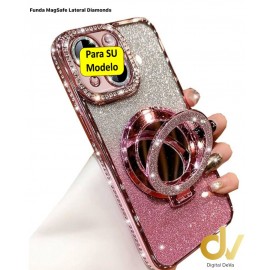 Funda iPhone 17 Pro Max MagSafe Diamonds Ring Rosa