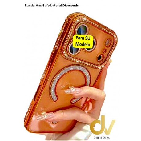 Funda iPhone 17 MagSafe Lateral Diamonds Naranja