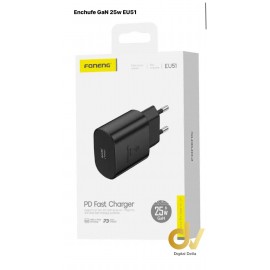 Enchufe 25W GaN EU51 Negro Foneng