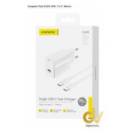 Cargador Pack EU65 20W C-C BLANCO  UN